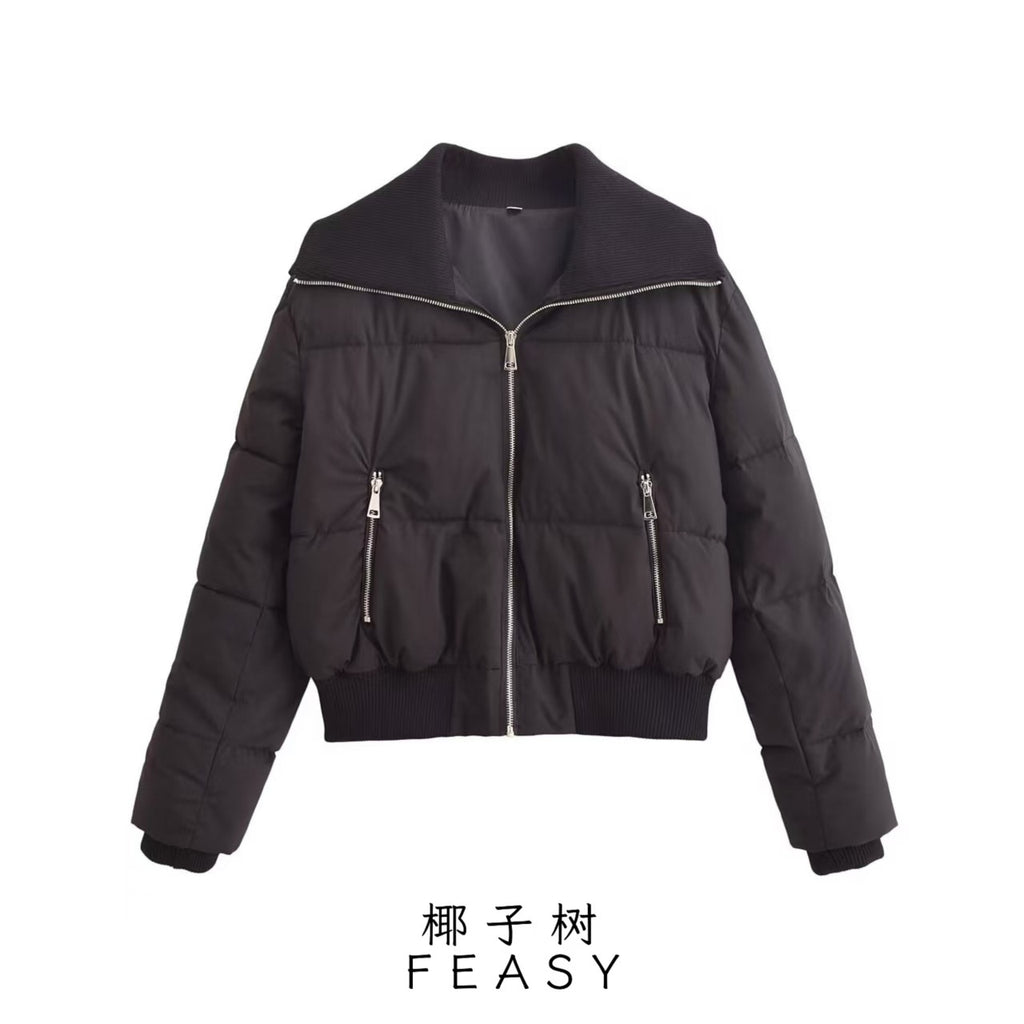 Gerippte Baumwoll-Steppjacke im Street-Style