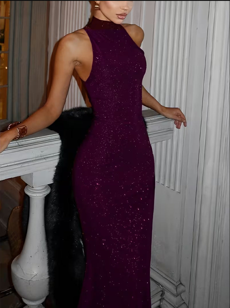 Elegantes Halter Neck Bodycon Maxikleid