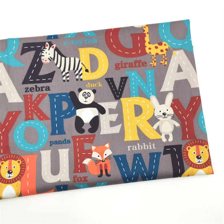 Baumwoll-Twillstoff: Alphabet & Cartoon-Tiere – Bild 2 | LuxeStyle