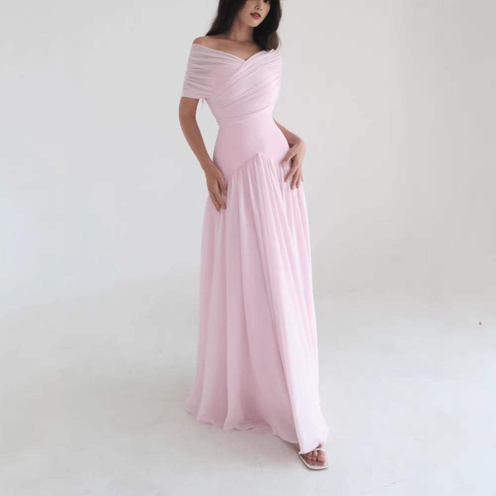 Elegantes Maxikleid mit Kreuzdesign und Rüschenärmeln | LuxeStyle