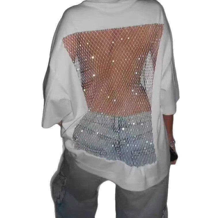 Rundhals-Pullover mit Cut-Outs und Strass