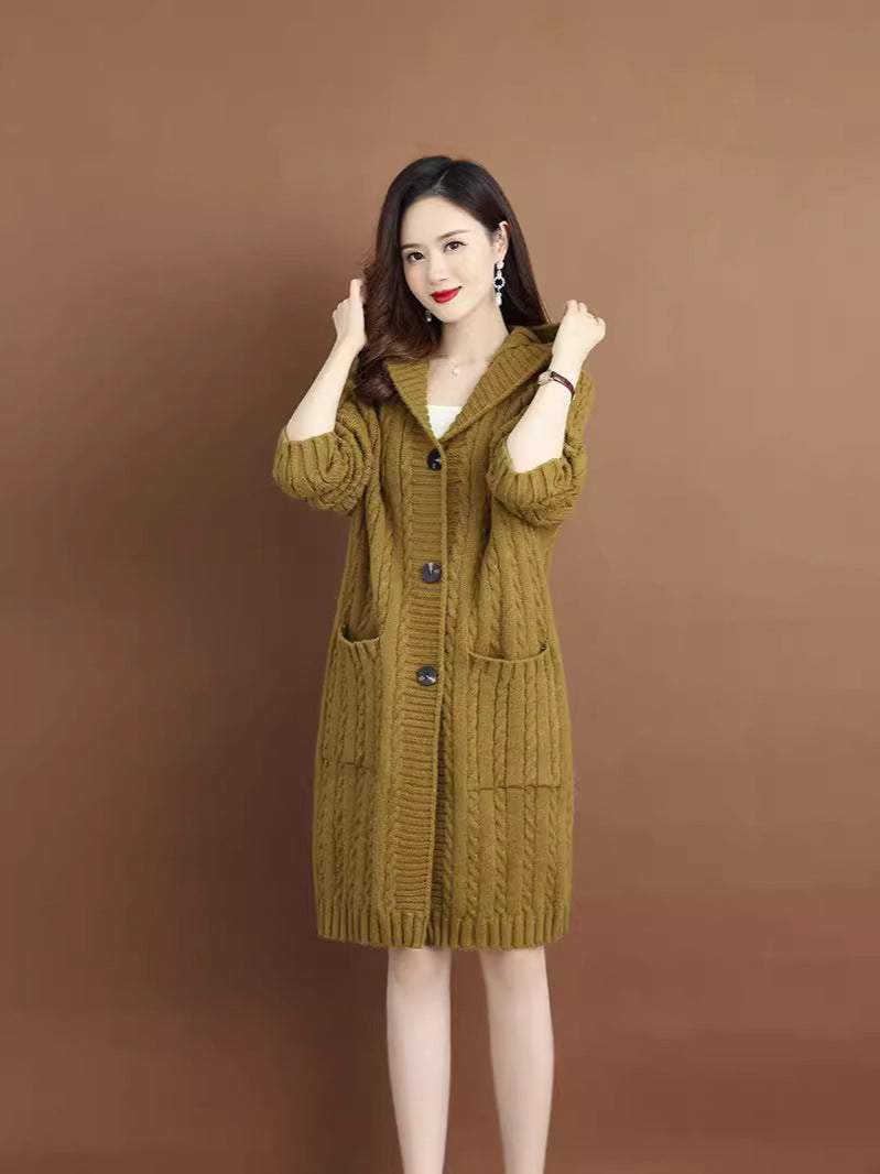 Kapuzen-Strickjacke für Damen