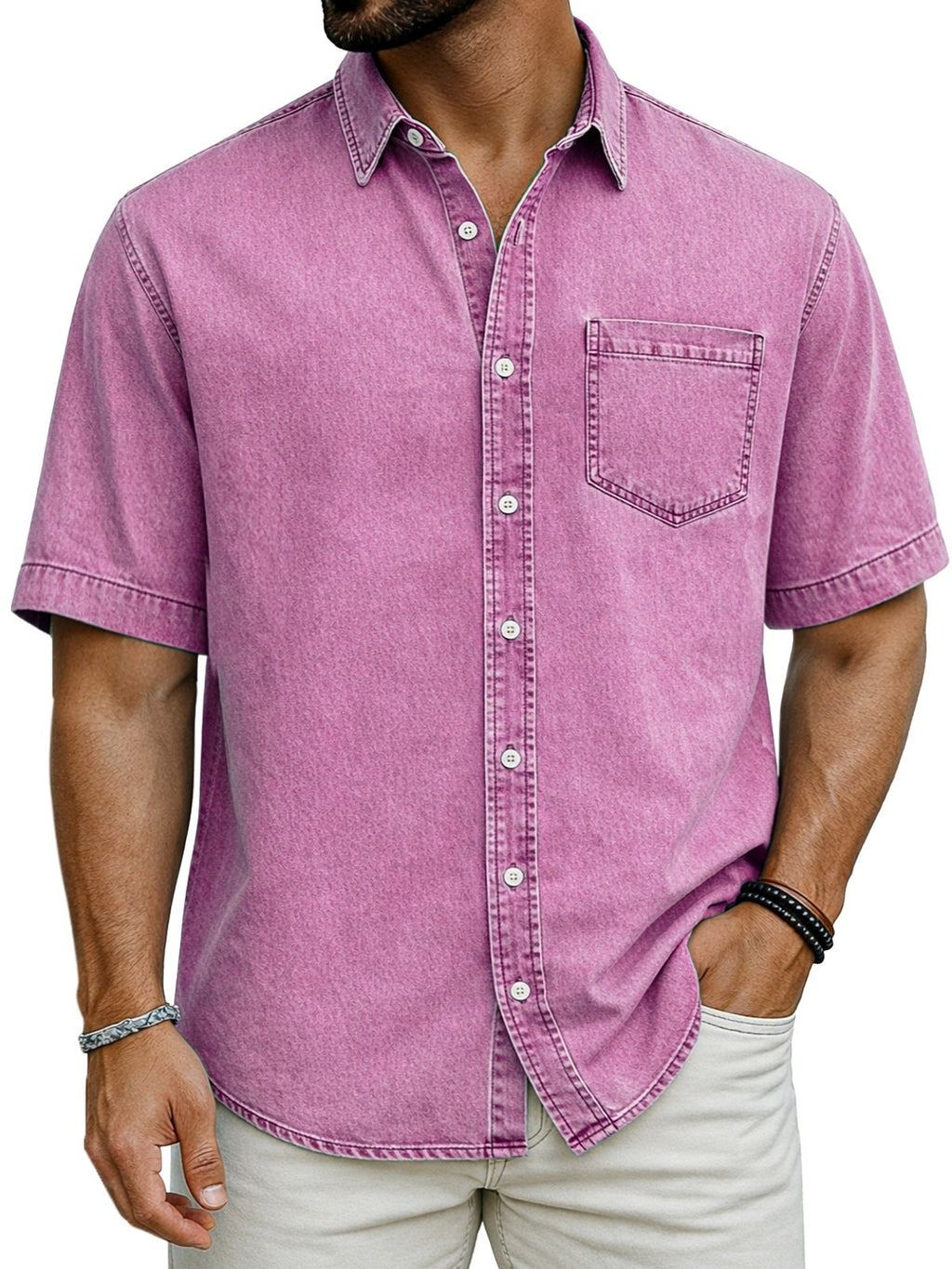 Herren Kurzarmhemd Casual Gestreift