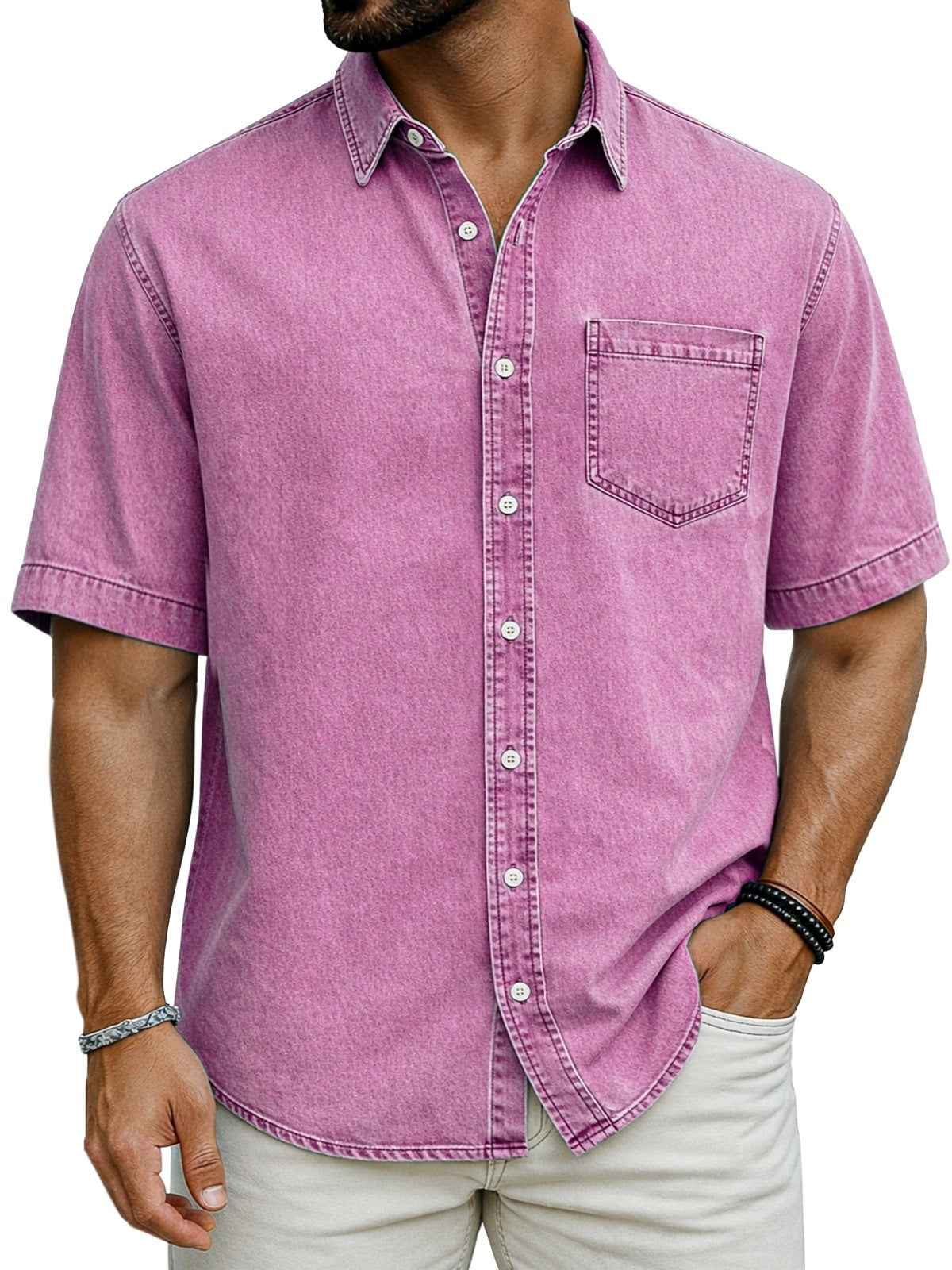 Herren Kurzarmhemd Casual Gestreift