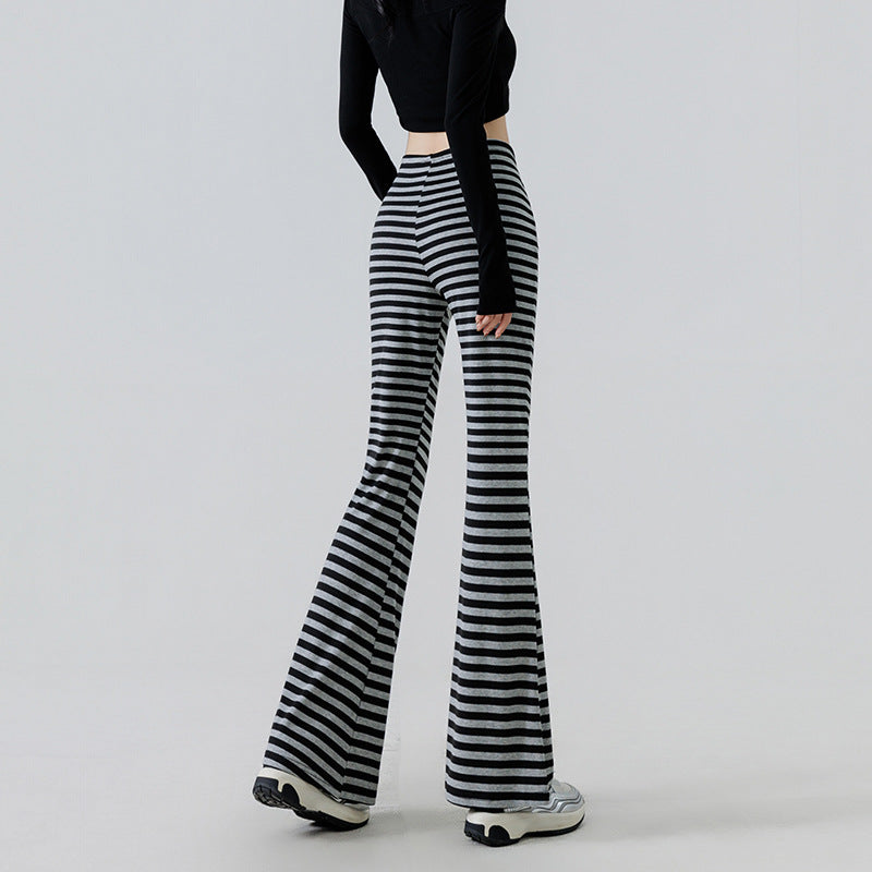 Gestreifte Slimming Leggings mit Kordelzug
