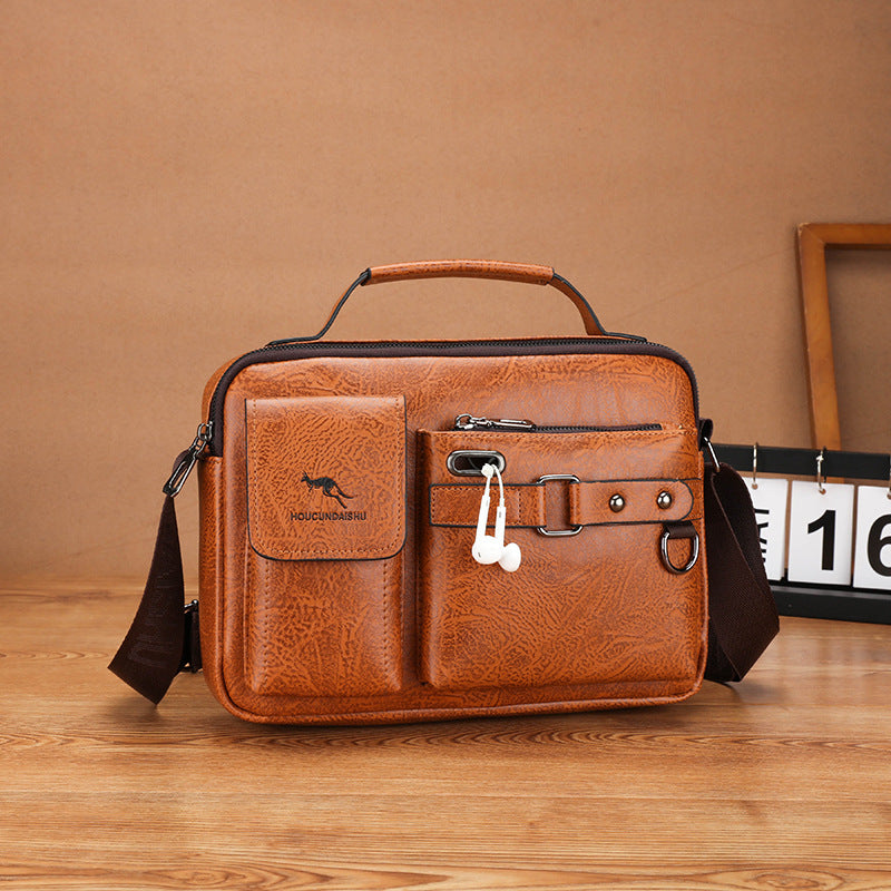 Retro PU Schultertasche Herren Großvolumen