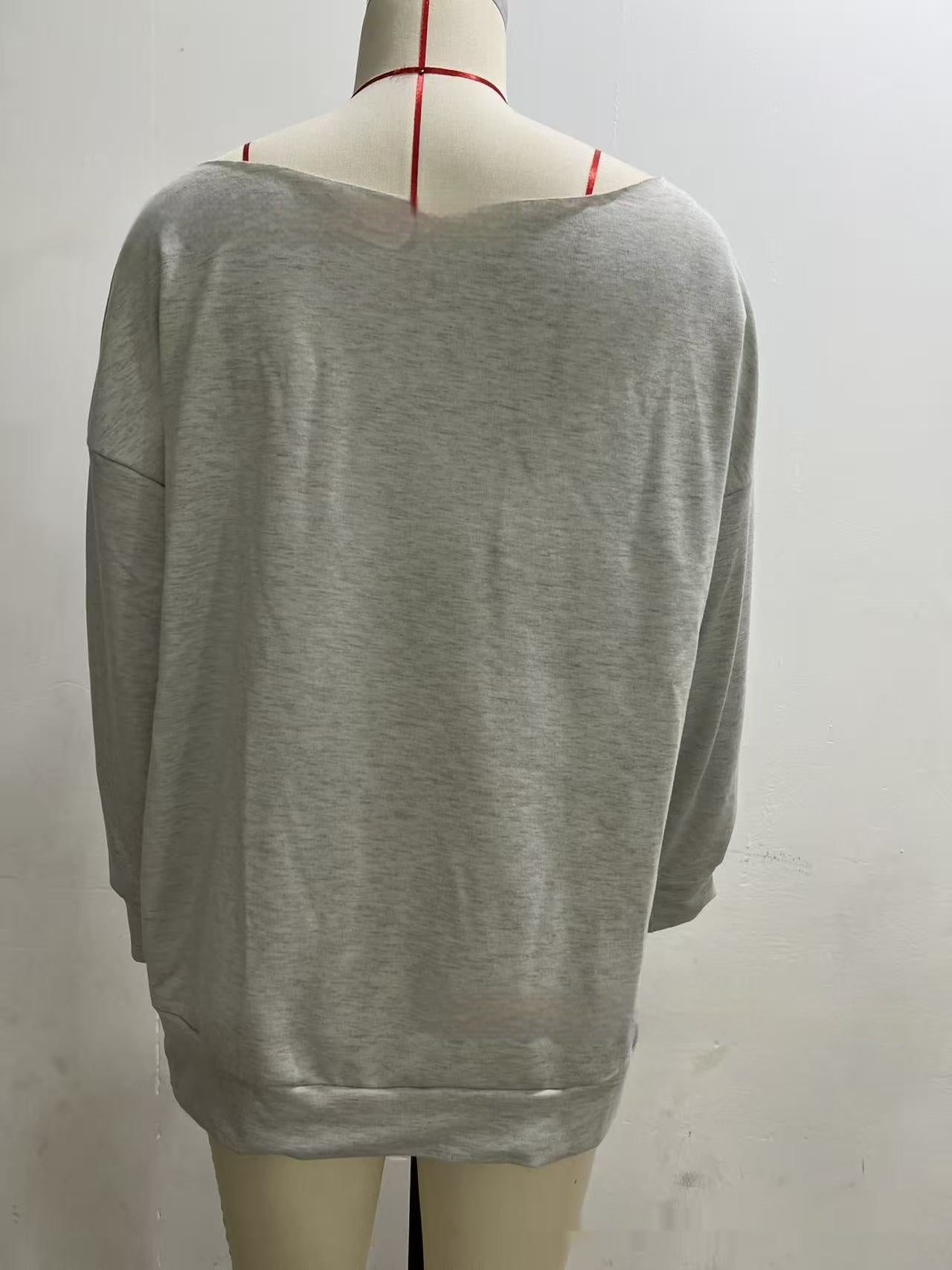 Off-Shoulder Pullover Sweatshirt mit 3D-Effekt