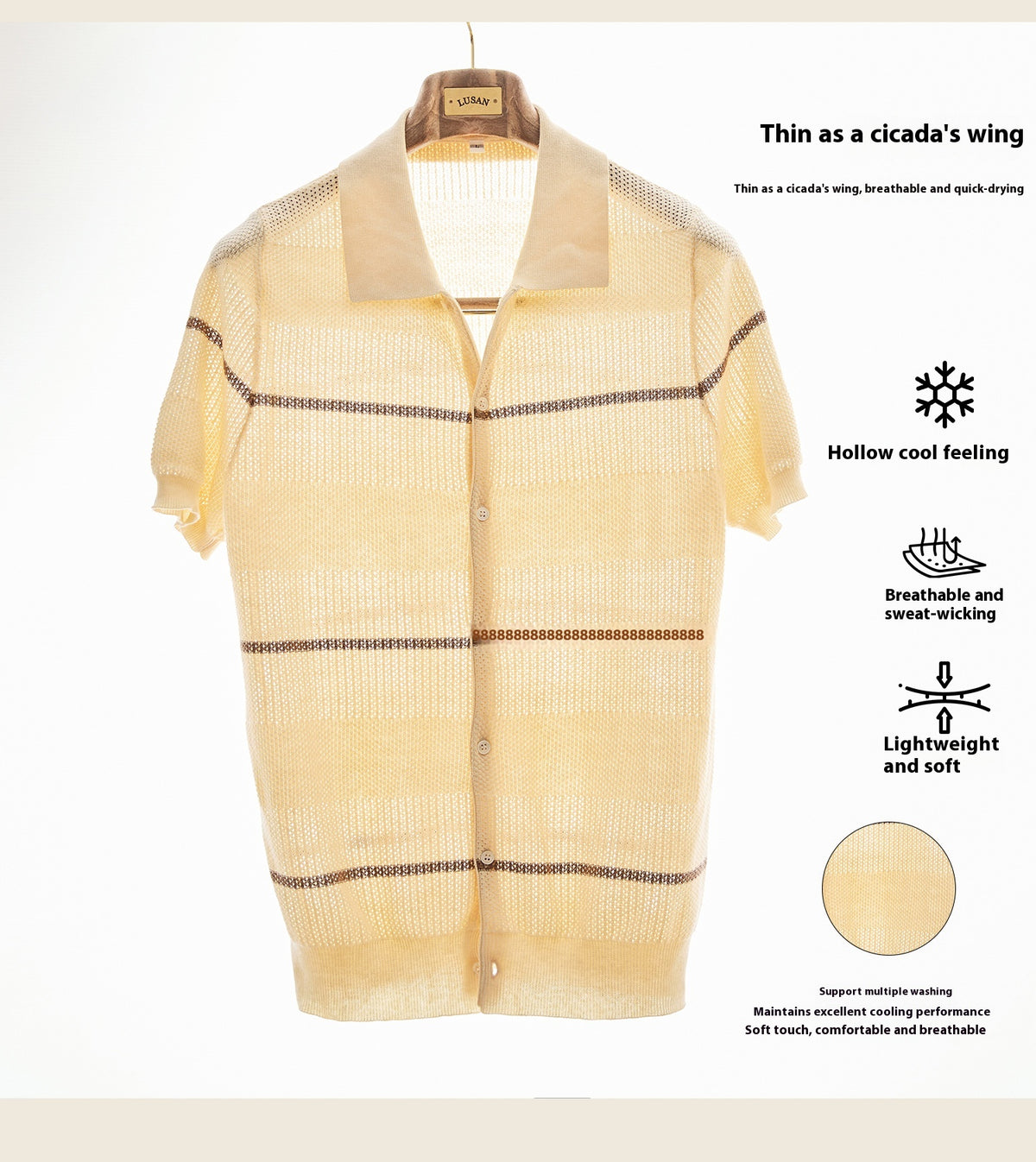 Kurzarm-Strickcardigan aus Leinen-Baumwoll-Mix – Bild 3 | LuxeStyle