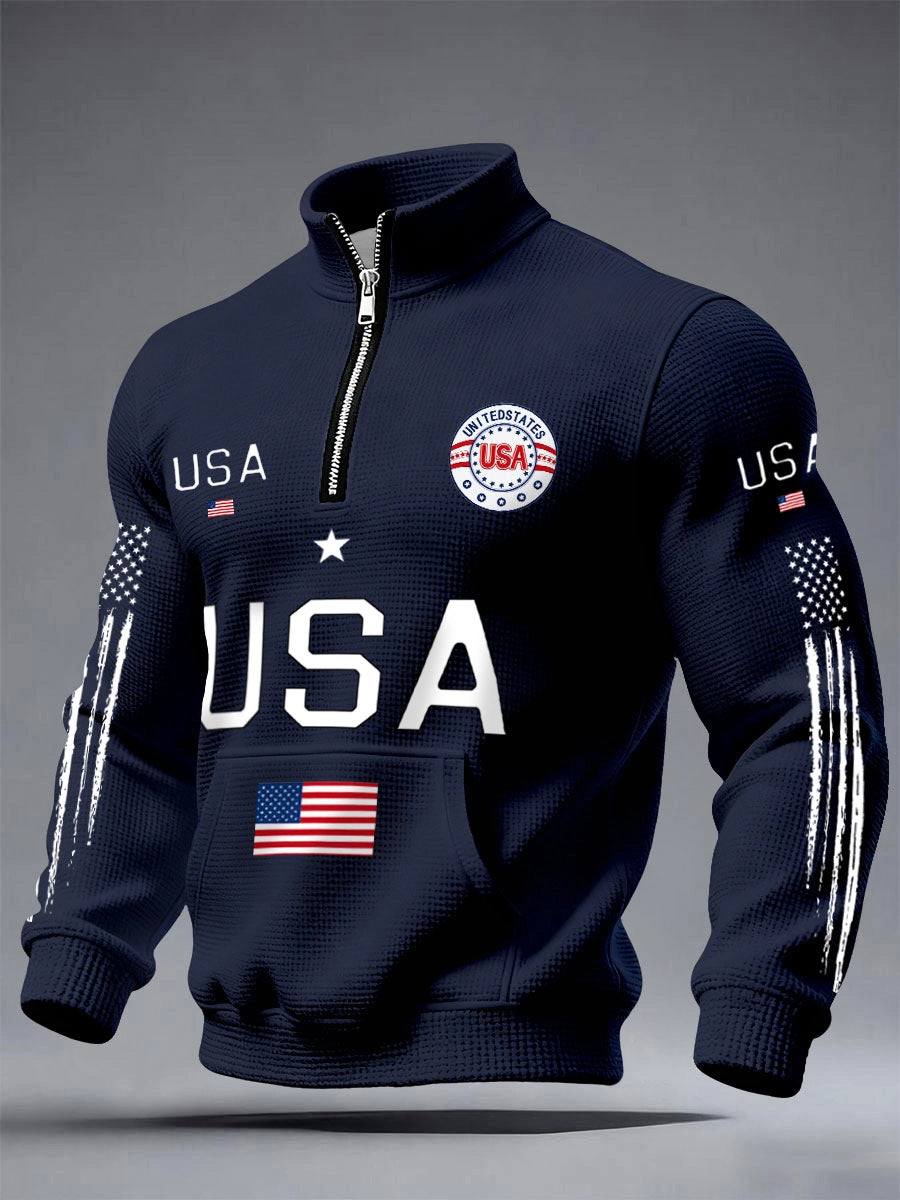 Herren-Sweatshirt mit Stehkragen und Aufsatztasche – Bild 11 | LuxeStyle