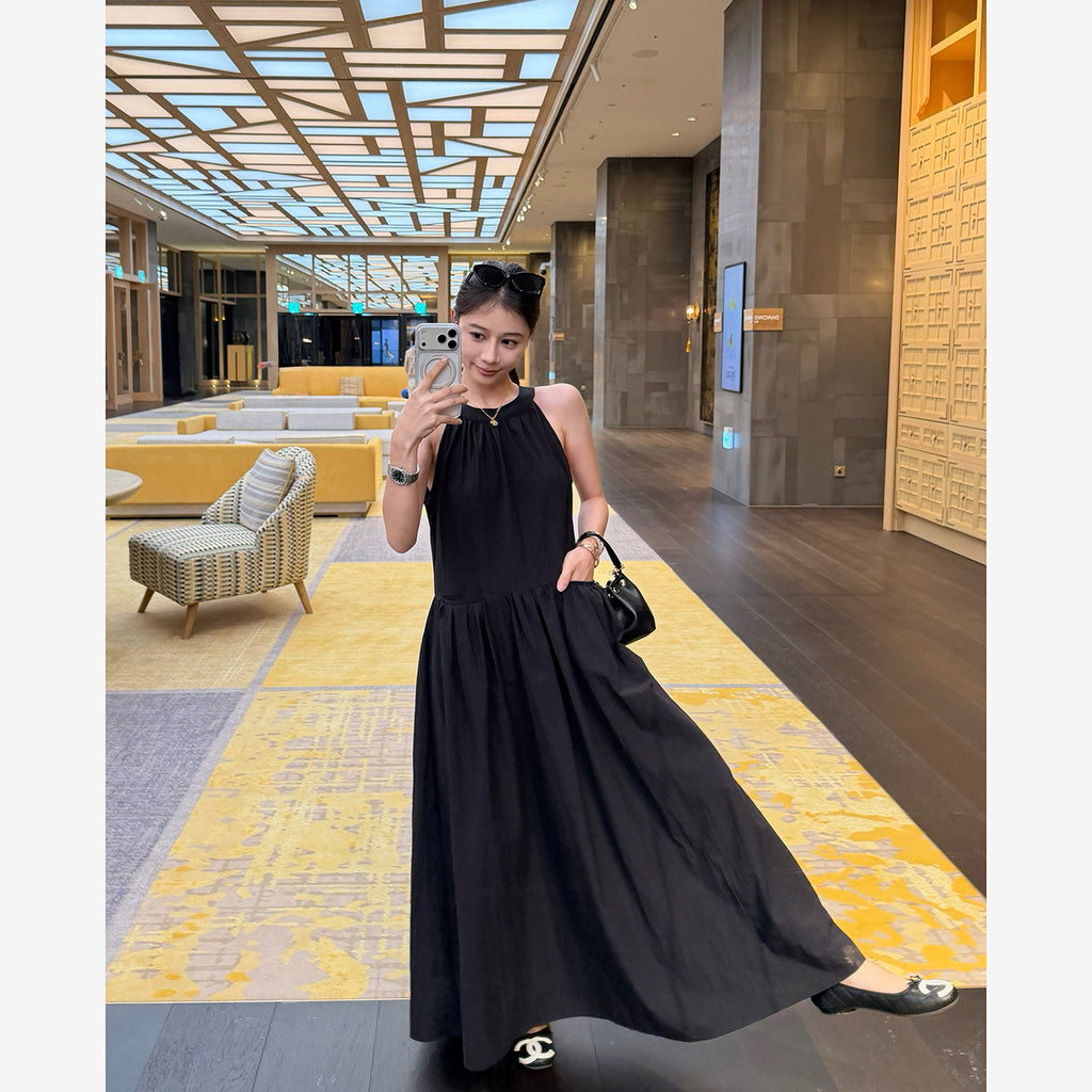 High-Waist Halterneck A-Linien Kleid