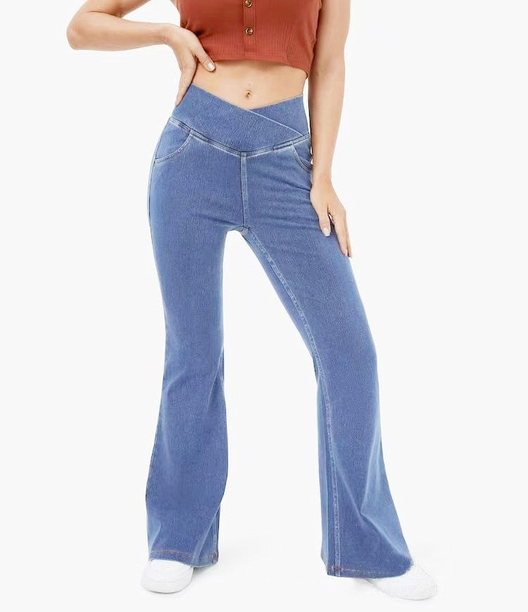 Slim-Fit Flared Crossover Jeans