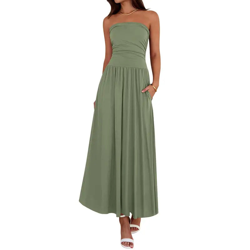 Gefaltetes Patchwork Bandeau-Abendkleid – Bild 11 | LuxeStyle