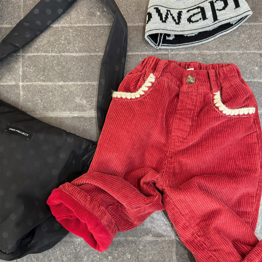 Baby Cordhose mit Spitzenbesatz