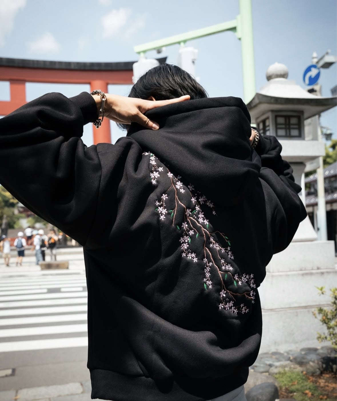 Hoodie Kirschblüte Street Hip Hop Retro