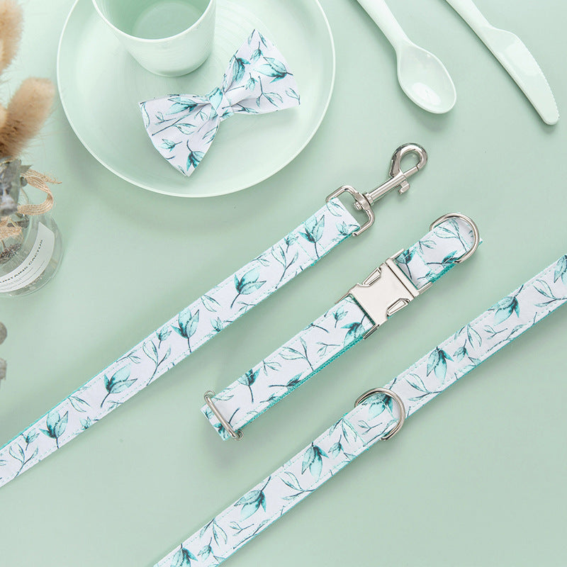 Hundehalsband- und Leinen-Set mit tropischen Blättern – Bild 2 | LuxeStyle