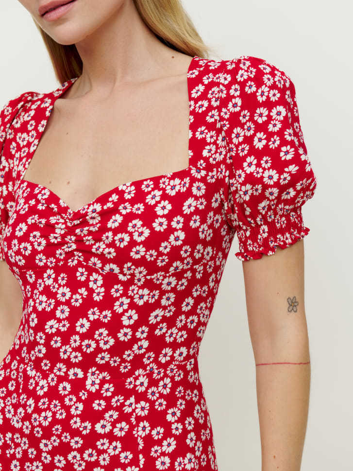 Damen Midi-Kleid mit Blumenprint & Schlitz