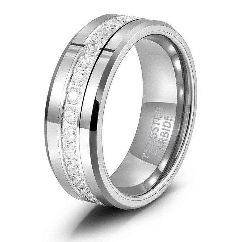 Goldfarbener Ring aus Wolframstahl mit Zirkonia – Bild 2 | LuxeStyle