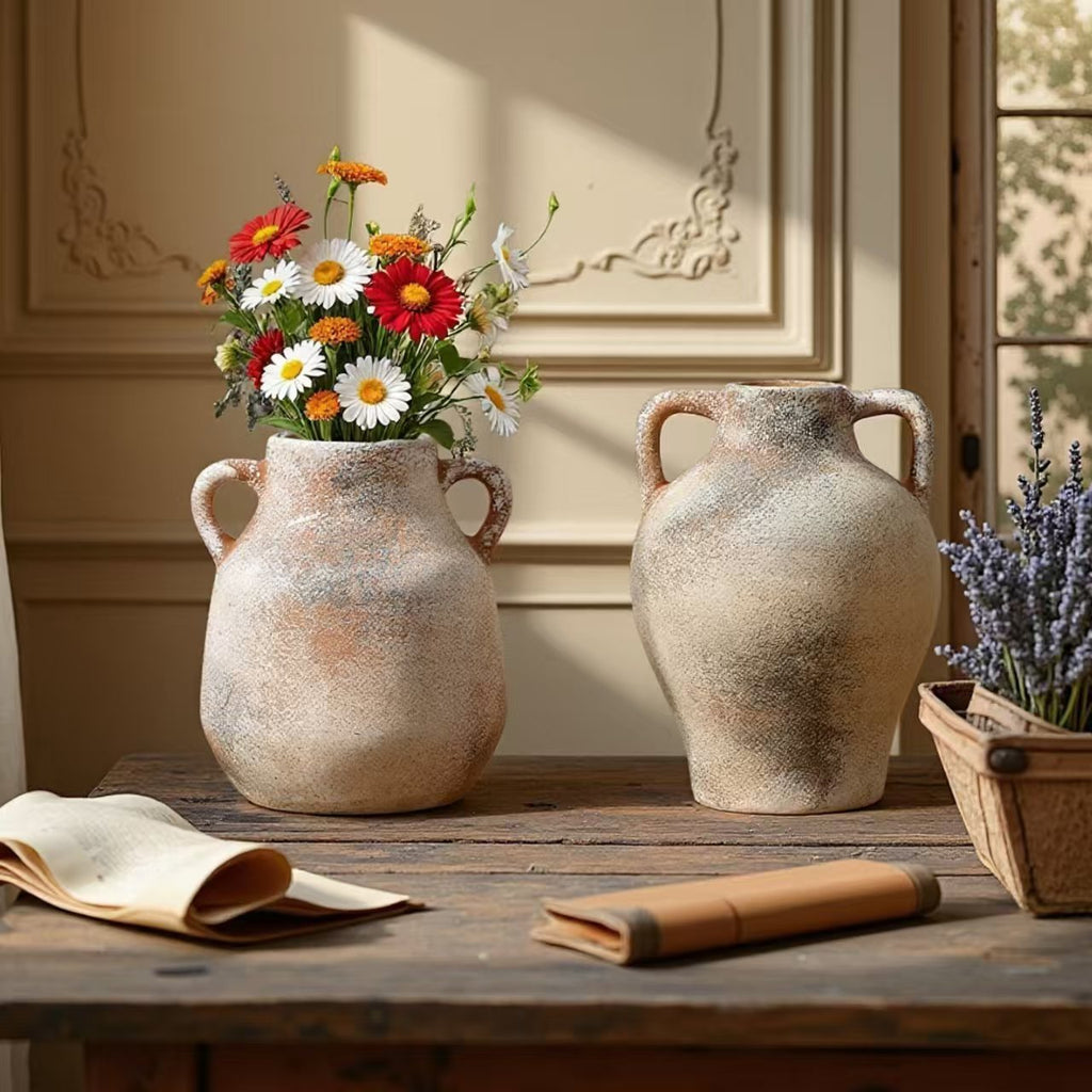 Vintage Keramikblumenampel mit Grifffläche