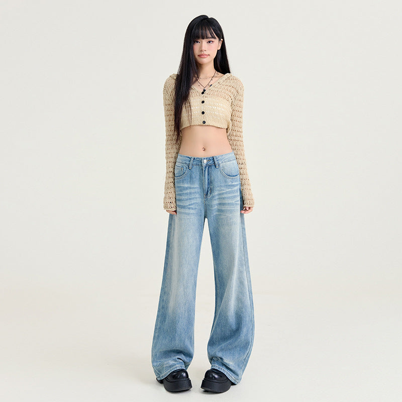 Vintage Wide-Leg Jeans Hellblau – Ansicht 3