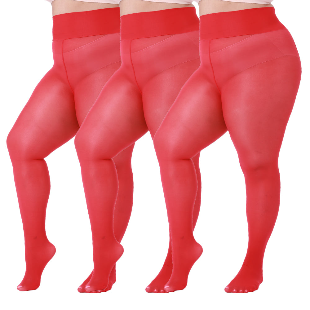 3 Paar Shiny Strumpfhosen für Damen (Plus Size)