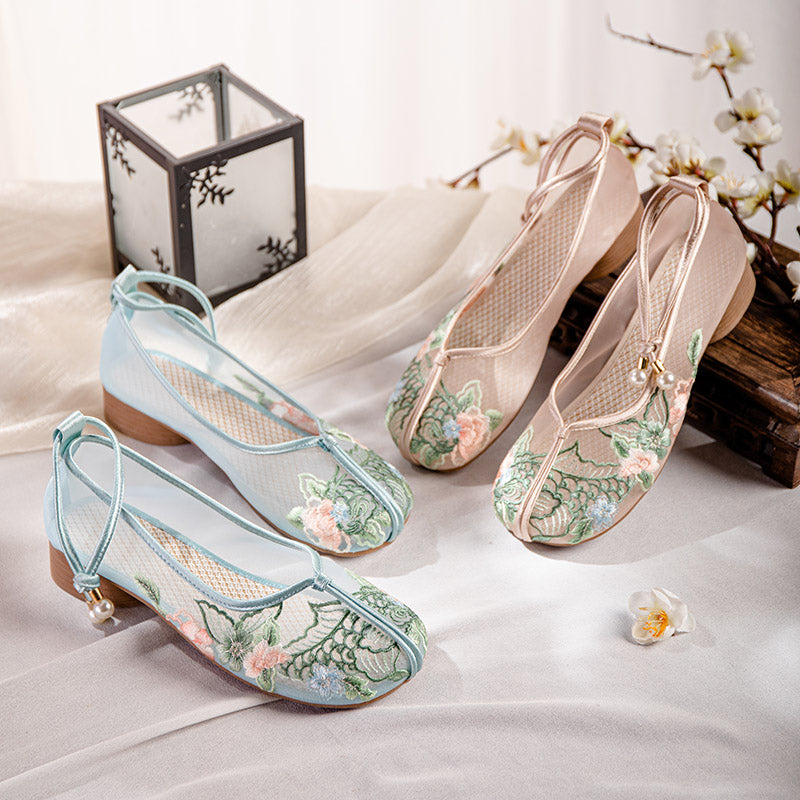Bestickte Mesh Flats im Hanfu-Stil