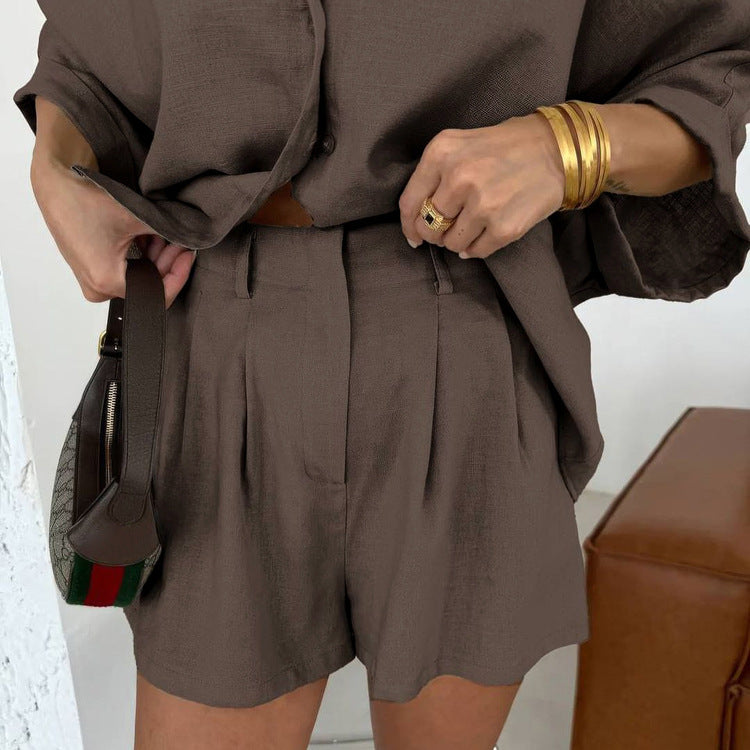 Damen Freizeit-Hemd-Set aus Baumwoll-Mix