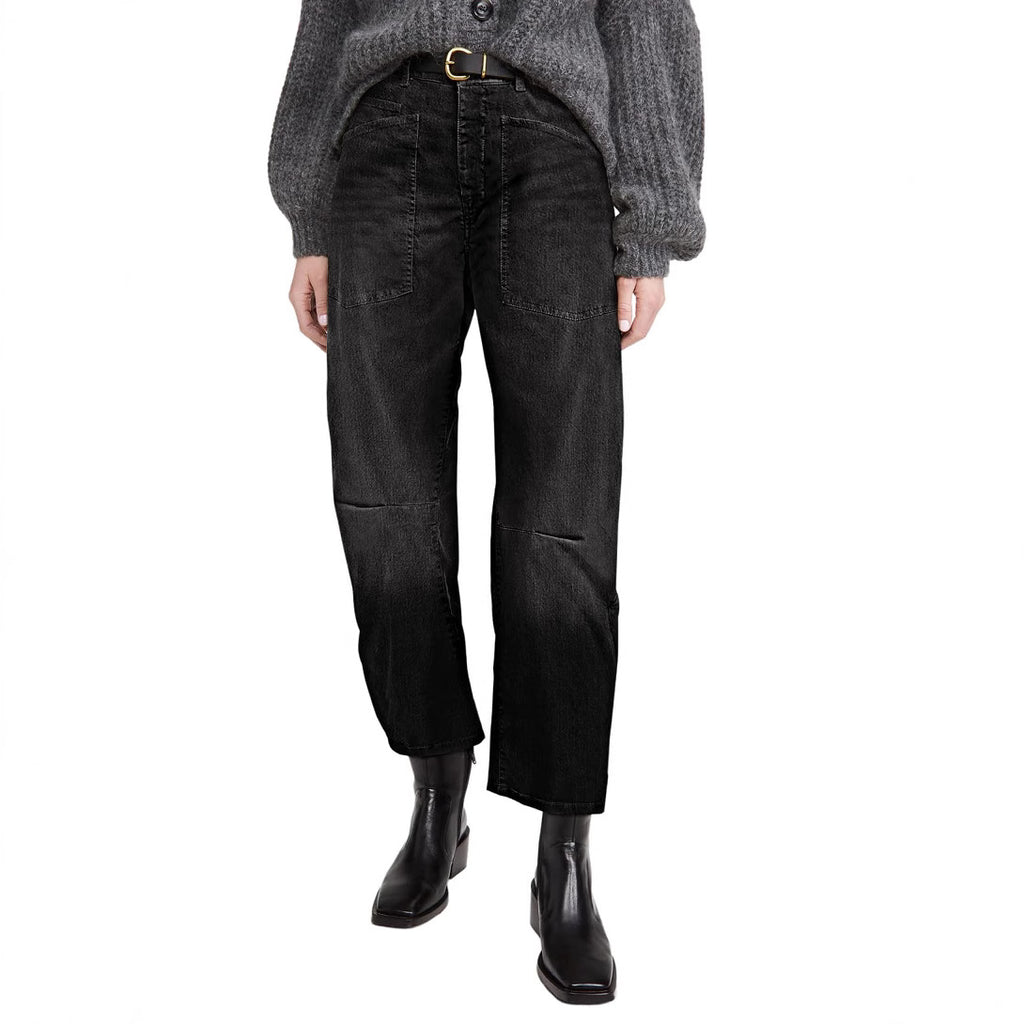 Modegewaschene High-Waist-Jeans für Damen