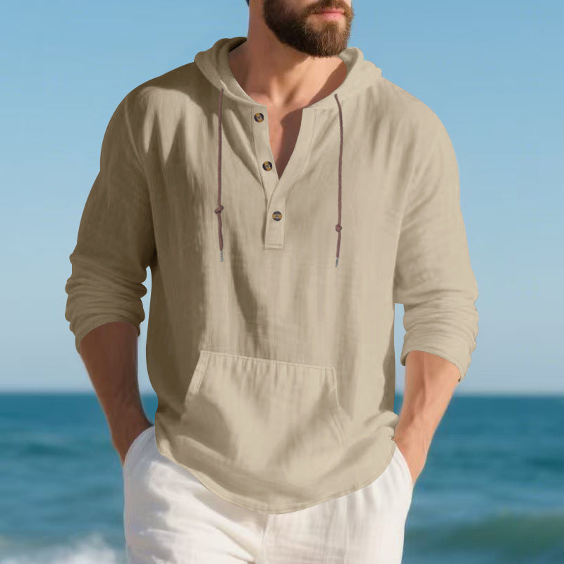 Herren Langarm-Hoodie Leinenmischung | LuxeStyle