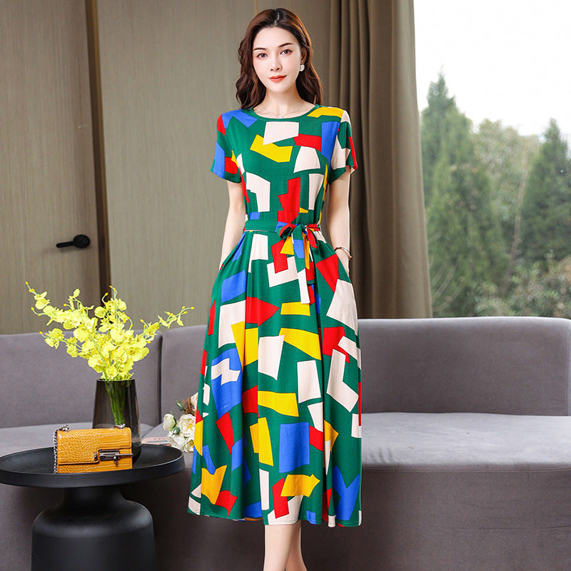 Elegantes Baumwoll-Seidenkleid mit Blumenmuster – Bild 4 | LuxeStyle