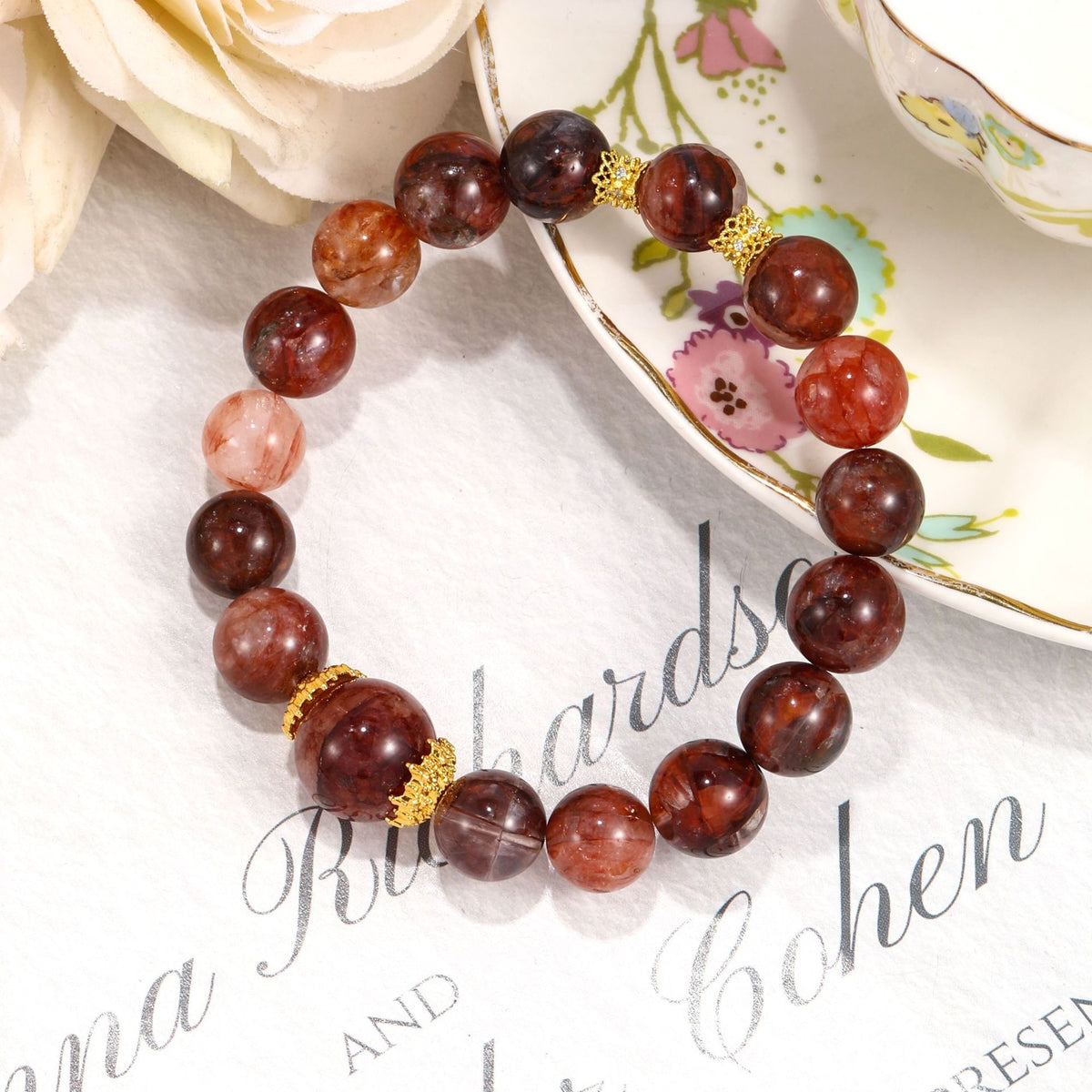 Armband mit roten Harz-Blumen | LuxeStyle