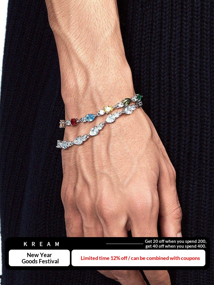 Farbig besetztes Diamant-Tennisarmband – Bild 4 | LuxeStyle
