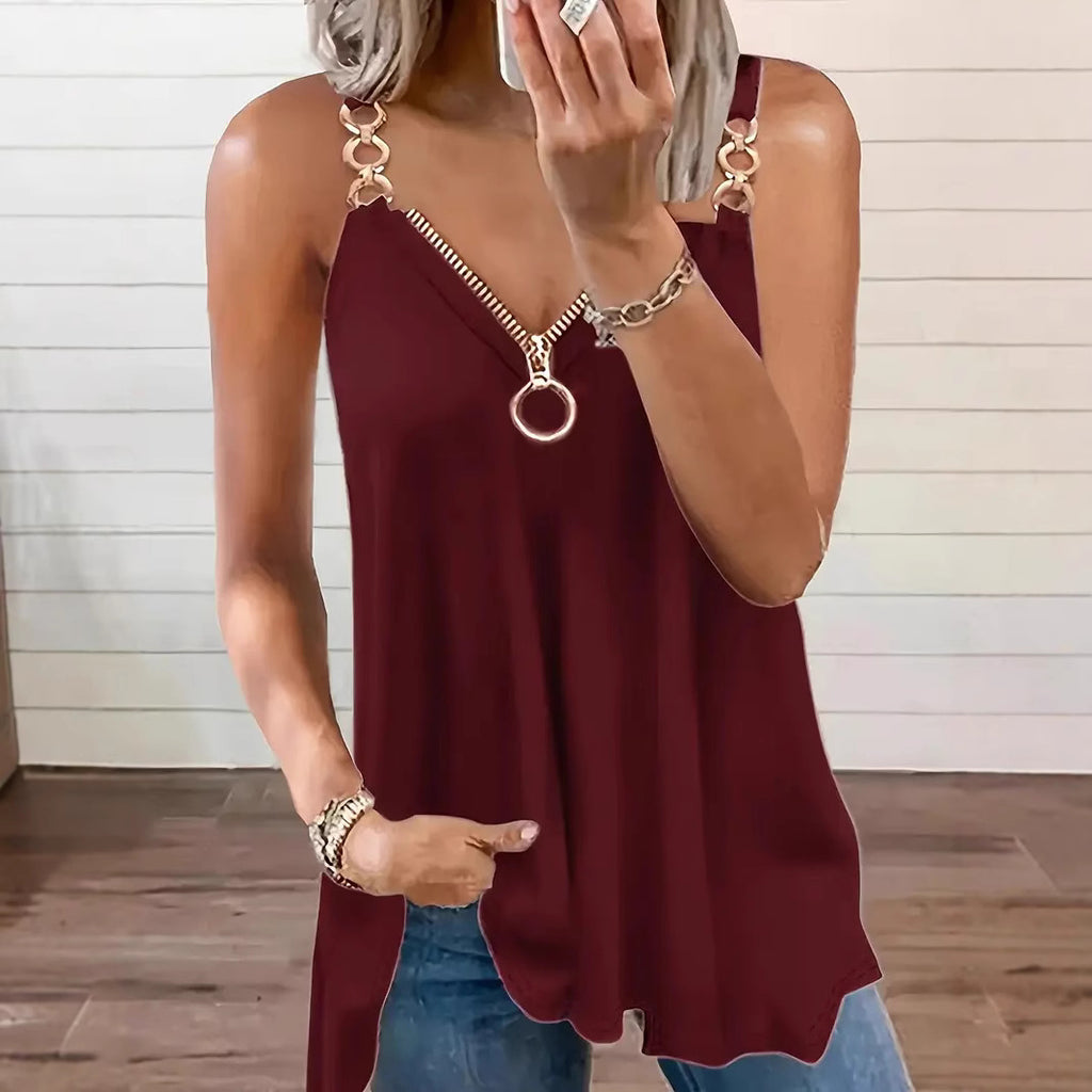 Ärmelloses Camisole mit V-Ausschnitt und Reissverschluss