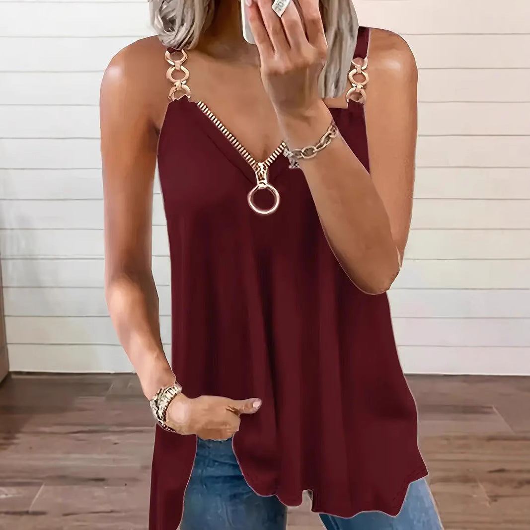 Ärmelloses Camisole mit V-Ausschnitt und Reissverschluss
