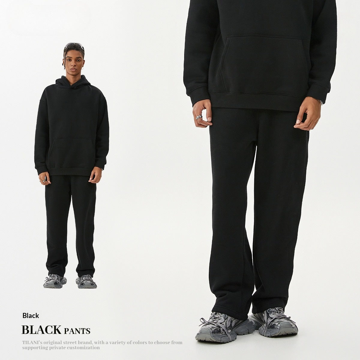 Gefütterter Hoodie und Trainerhosen Set im American Style
