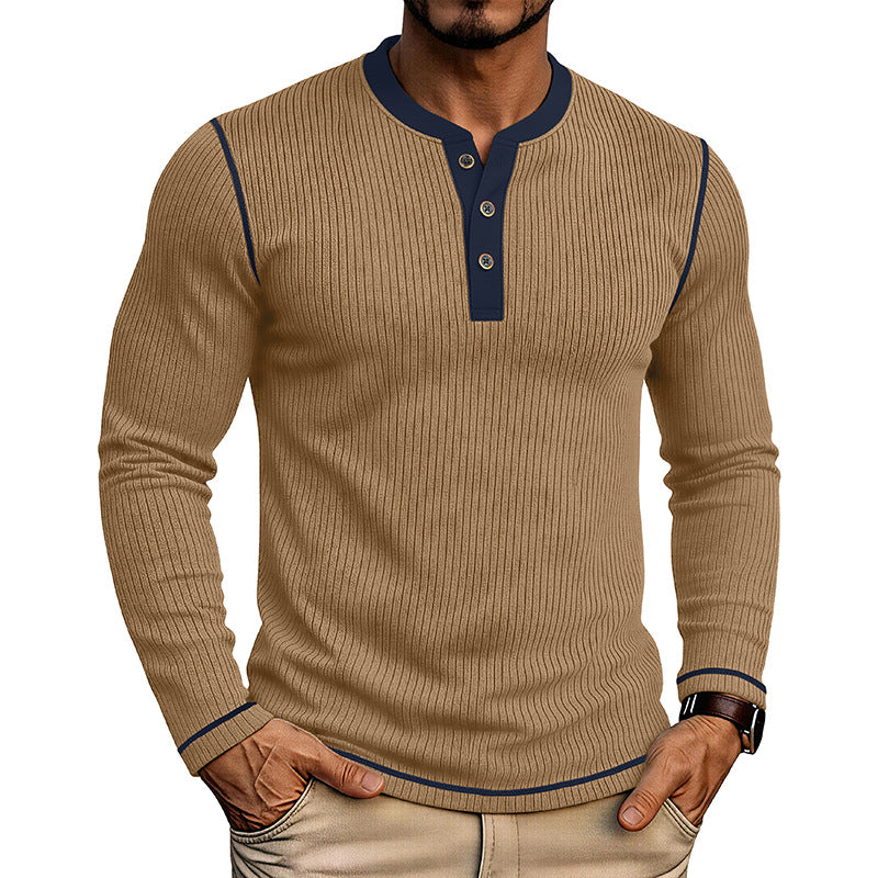 Herren Langarmshirt mit Farbblock Henley