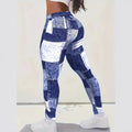 Karierte Color Block Leggings für Damen