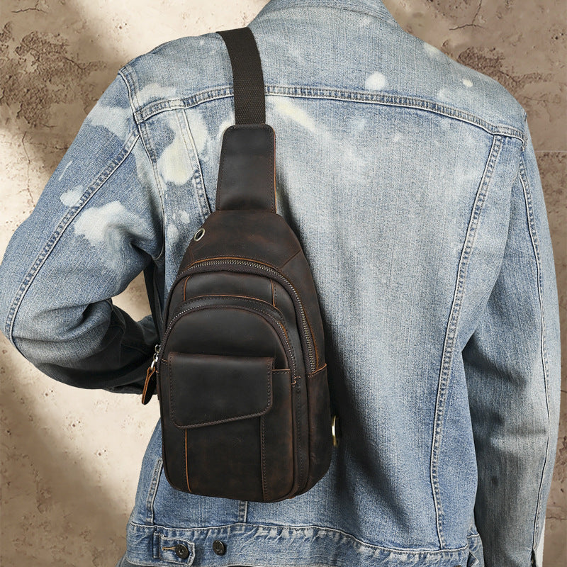 Retro Schulterrucksack aus Echtleder