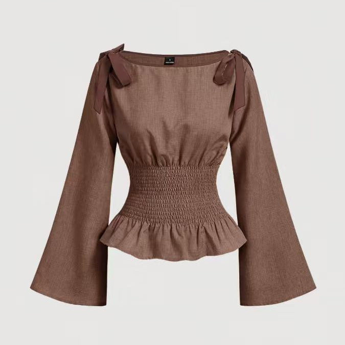 Peplum-Bluse mit Schleifen-Details · Trompetenärmel