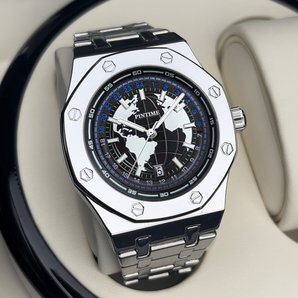 Herrenuhr wasserdicht, Leuchtzeiger, Stahlarmband