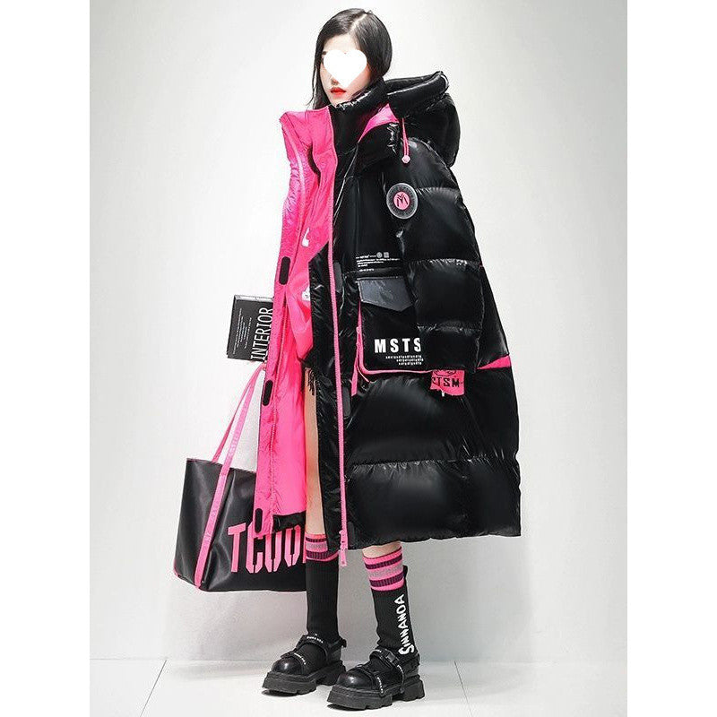 Extra dicke Daunenjacke im Patchwork-Stil