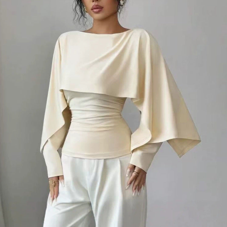 Elegantes Cape-Oberteil · Schalkragen