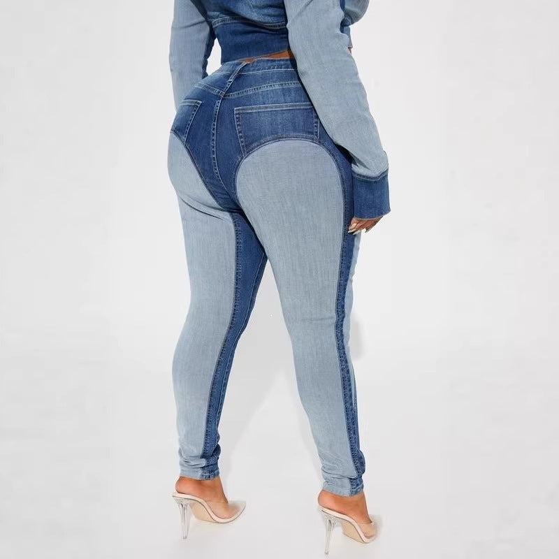Patchwork High Waist Jeans im Western-Stil – Ansicht 3