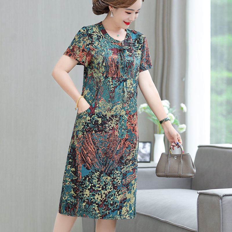 Damen Sommer Baumwoll-Seidenkleid