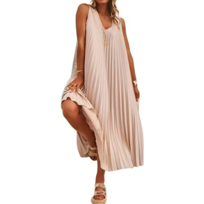 Gefaltetes Strandkleid mit V-Ausschnitt – Bild 2 | LuxeStyle