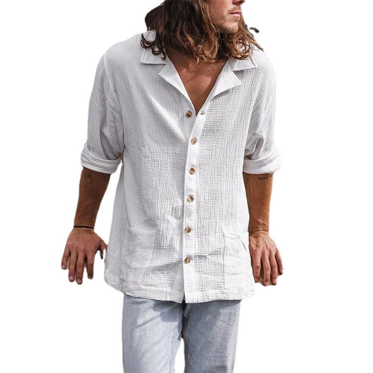 Herren Langarmhemd im Relaxed Fit mit Kubakragen – Ansicht 2