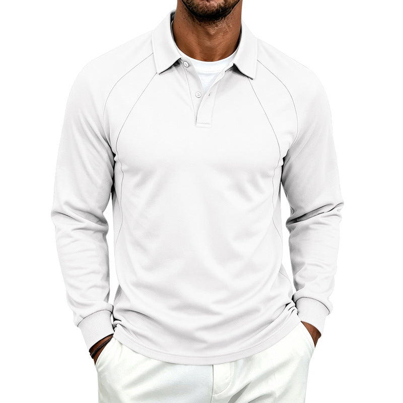 Herren Langarm-Polo-Shirt mit Knopfleiste