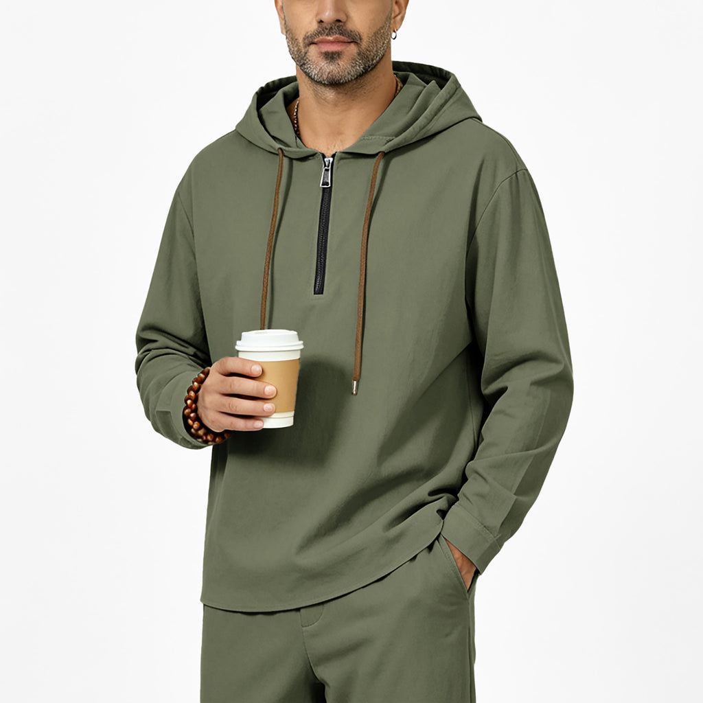 Leichtes Leinen-Sweatshirt mit Kapuze