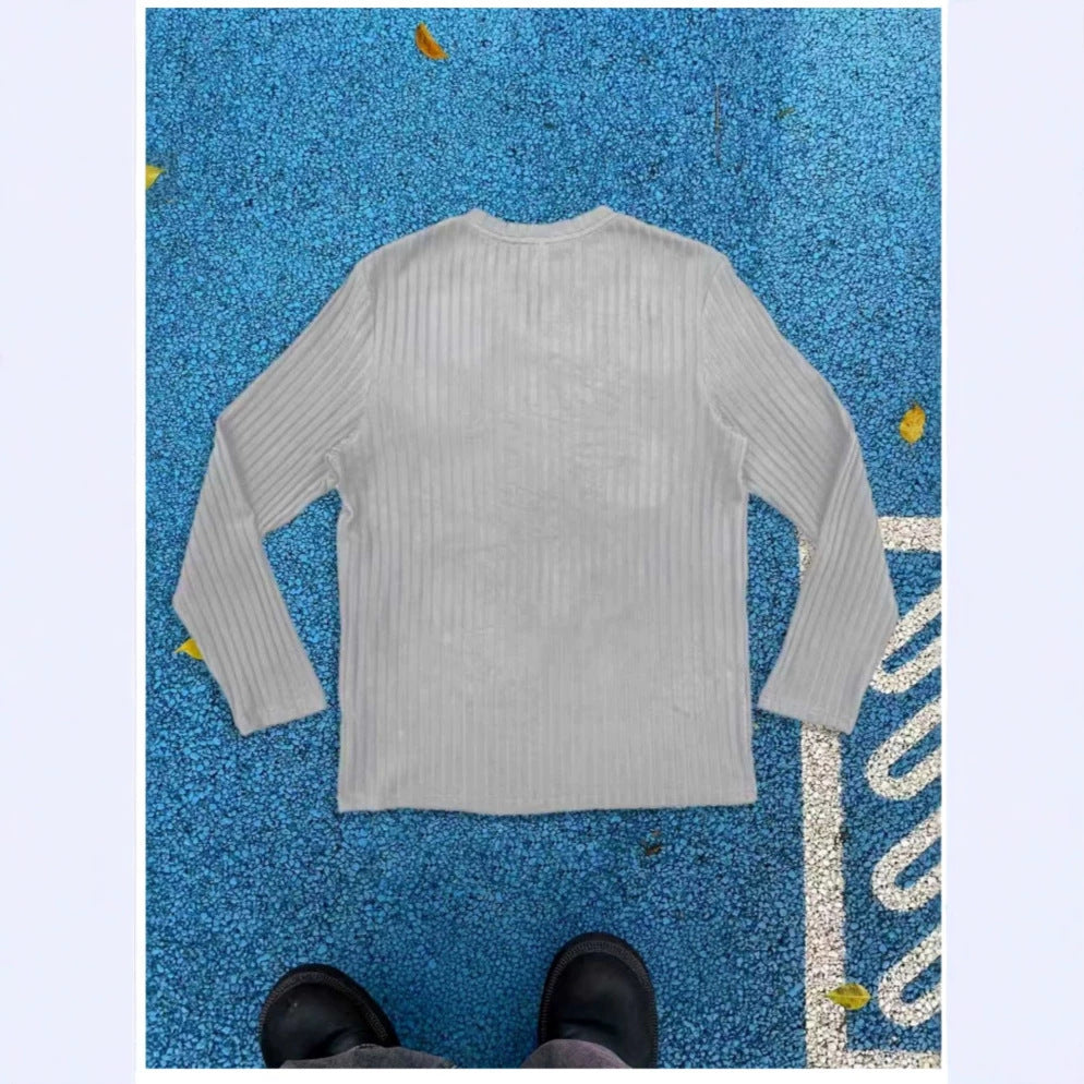 V-Ausschnitt Langarm Pullover in Grau – Bild 2 | LuxeStyle