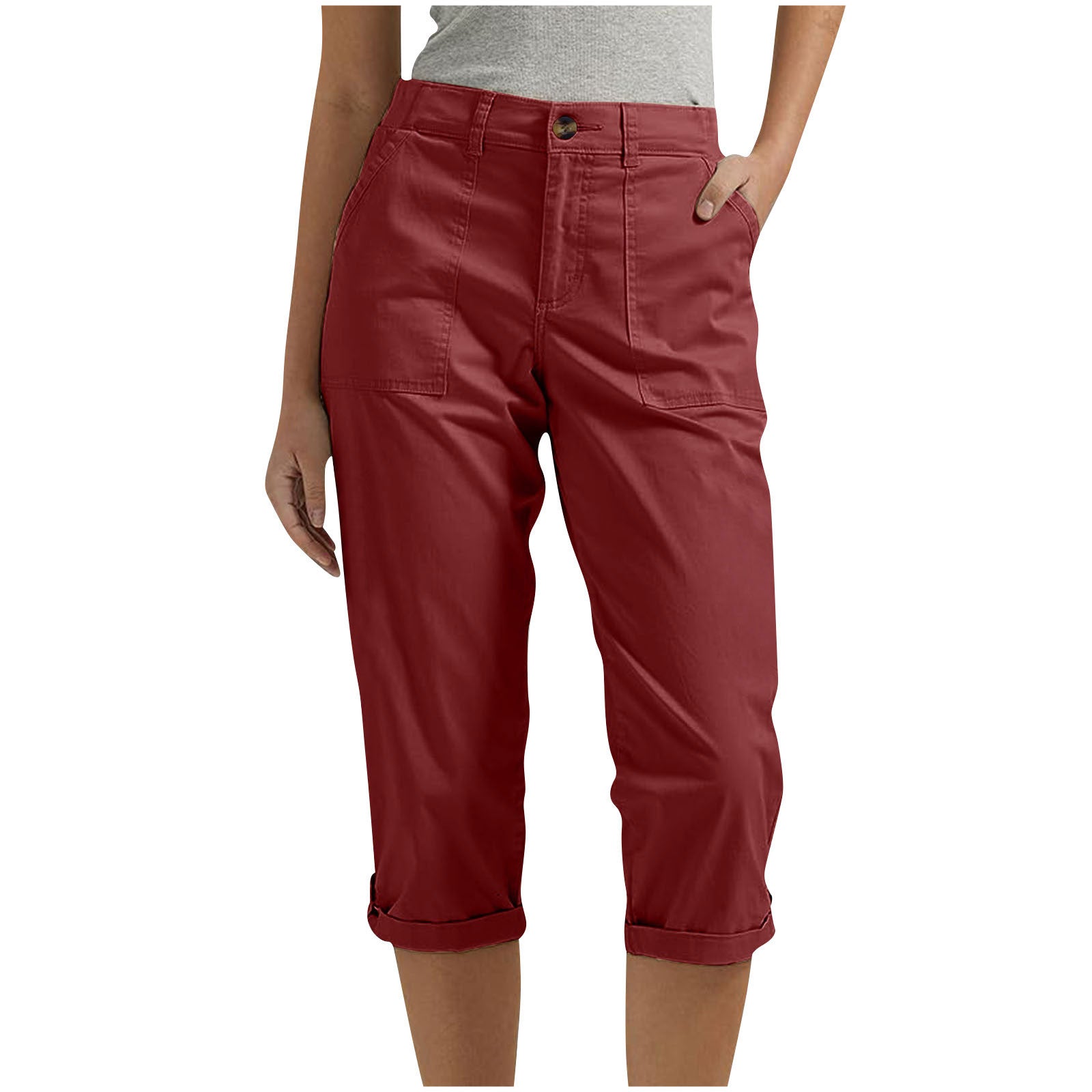 Damen Caprihose mit Roll-up und Knöpfen