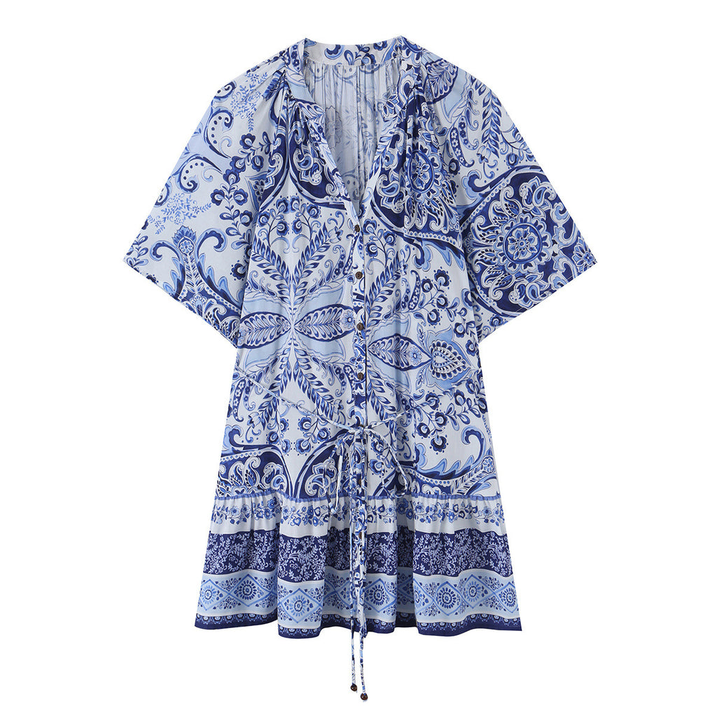 Baumwoll-Kleid mit Taillengurt